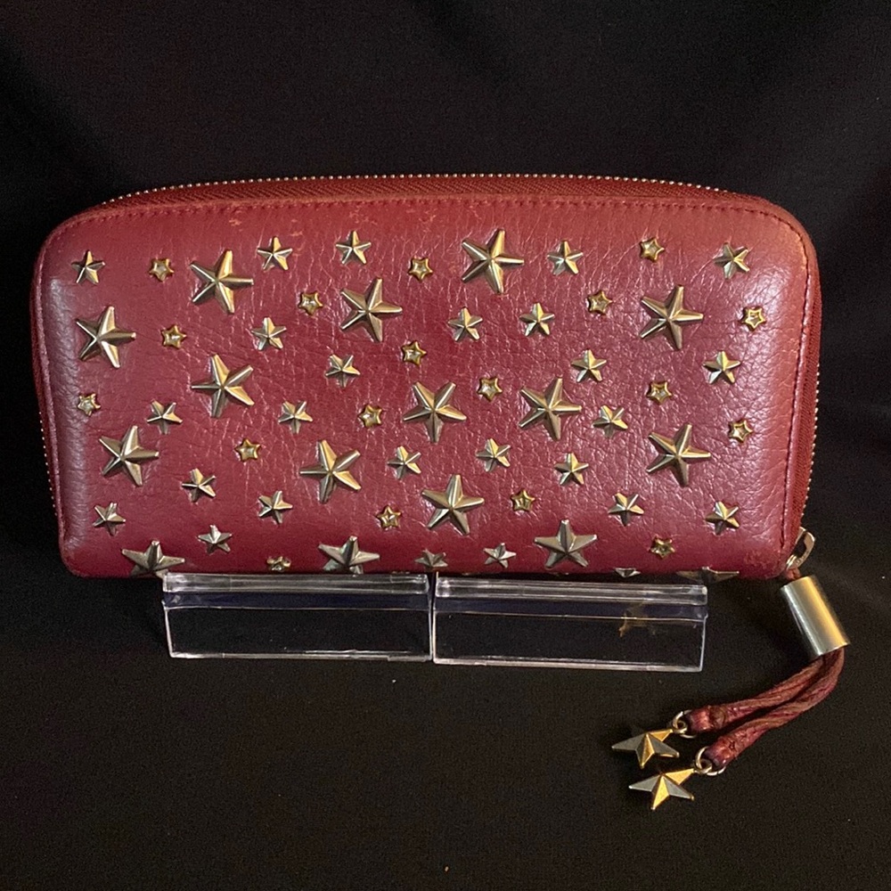 Jimmy Choo Studded Leather Wallet W/Box,Dust bag, Authenticity Card